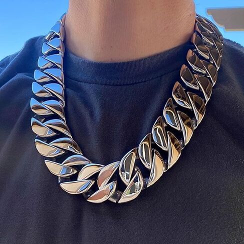 Men's Huge Cuban Link Hip Hop Chain Silver 316L Stainless Steel 32MM Thick 24" Necklace in Kuwait