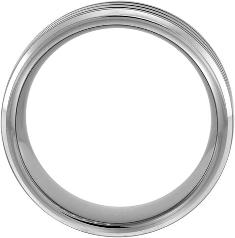 Sabrina Silver Tungsten Carbide 8 mm Flat Wedding Band Ring for Men 3 Grooves Beveled Edges sizes 9 to 14 in Saudi Arabia