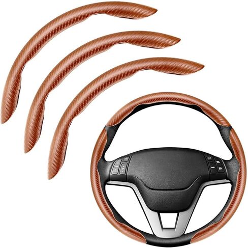 HZEL 3PCS Car Steering Wheel Cover, Carbon Fiber Anti-Slip Segmented Steering Wheel Protector, Stylish Snap-on Automotive Interior Protection Accessories, Universal for Most Vehicles (Black) in Saudi Arabia