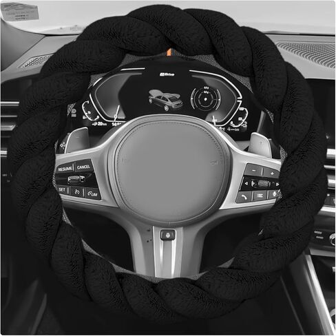 Fluffy Car Steering Wheel Cover, 15 Inch Anti-Slip Twisted Fuzzy Auto Wheel Protective Cover, Comfortable Soft Plush Steering Wheel Protector Interior Decor for Most Vehicles (Green) in Saudi Arabia