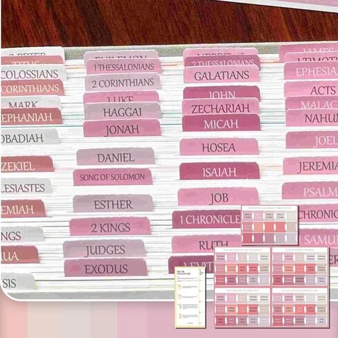 Bible Tabs, 75 Tabs Pink Bible Index Tabs for Study Bible, Bible Book Label Tabs for Women and Men in Saudi Arabia