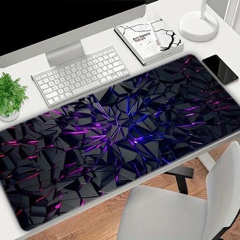 ‌Extra-Large Futuristic Black Mouse Pad with Vibrant Neon Lines Rubber Base & Precision Stitching for Gaming & Office - Ideal Gift‌ - Red and Purple Large Size in Saudi Arabia