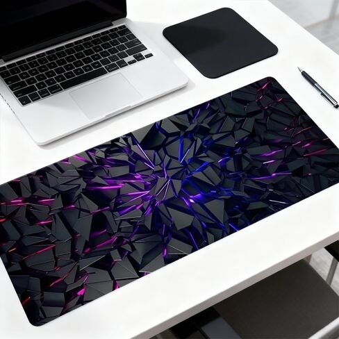 ‌Extra-Large Futuristic Black Mouse Pad with Vibrant Neon Lines Rubber Base & Precision Stitching for Gaming & Office - Ideal Gift‌ - Red and Purple Large Size in Saudi Arabia