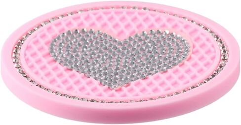BYOBYO 2Pcs Heart Bling Car Coasters, Universal Auto Cup Holder Insert Coasters, Drink Car Cup Mat for Gifts, Women & Lady (Pink), 2.75 Inch in Saudi Arabia