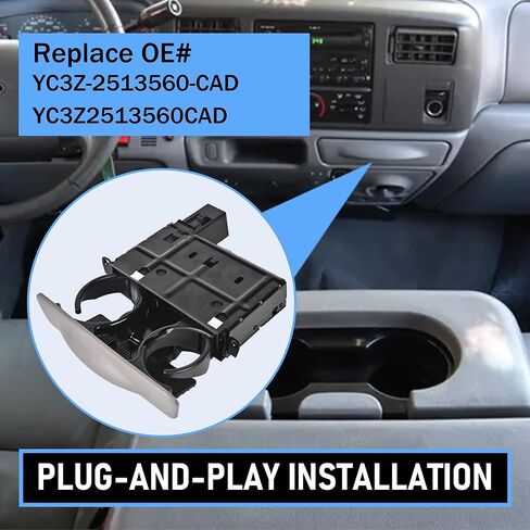 Dash Cup Holder Compatible with 1999-2004 Ford F250 F350 F450 F550 Super Duty Excursion Replaces# YC3Z-2513560-CAD YC3Z2513560CAD Graphite Gray in Kuwait