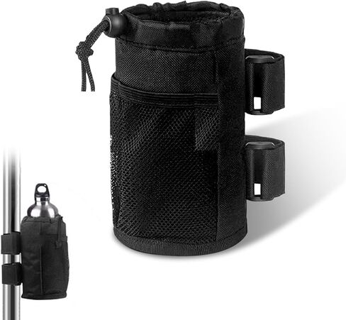 1 PC Car Hanging Water Bottle Bag, 6.88" x 6.88" x 3.34" Waterproof PE Insulation Layer Water Cup Holder with Mesh Pocket Rope Lock, Storage Accessory for Cars, Bicycles, Scooters (Black) in Saudi Arabia