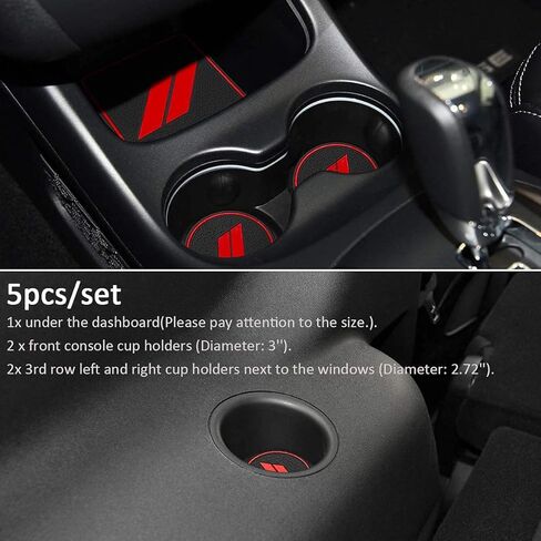 Auprite Anti Dust Mats for Dodge Journey 2011-2022 Custom fits Cup Holder Liners Mats Center Console Liners(5Pcs Set,Red Trim) in Kuwait