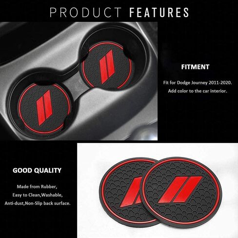 Auprite Anti Dust Mats for Dodge Journey 2011-2022 Custom fits Cup Holder Liners Mats Center Console Liners(5Pcs Set,Red Trim) in Kuwait