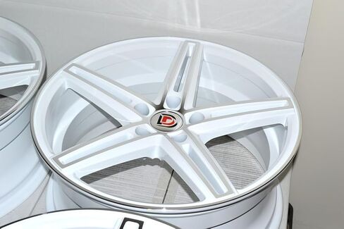 18" Wheels Rims ddr talon White with Polished Face Finish 18x8 5x114.3 35mm Offset 5 Lugs 5x4.5" (Set of 4) in Saudi Arabia