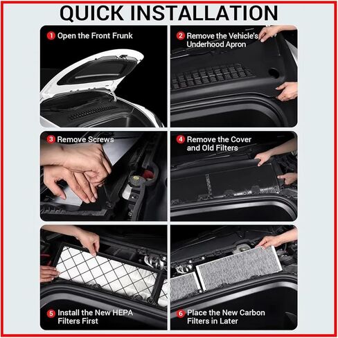 4PCS Activated Carbon Air Conditioning Filter fit for Model Y 2020-2024 - Premium External Cloth Filter in Kuwait