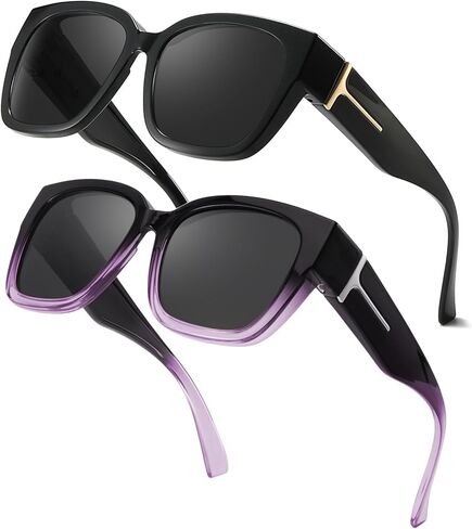 FIMILU نظارات شمسية كبيرة الحجم للنساء، نظارات شمسية مستقطبة عصرية مريحة عالية الوضوح للحماية من الأشعة فوق البنفسجية 2 حزمة in Kuwait
