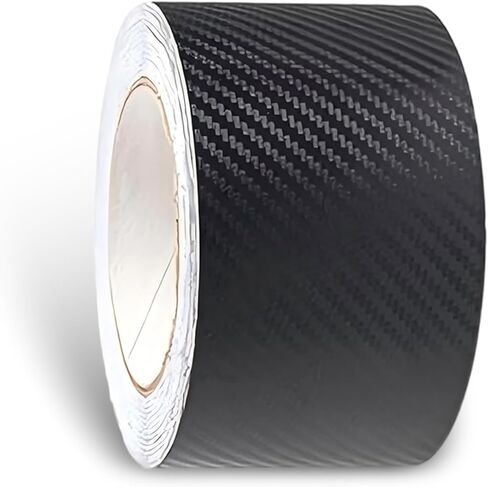 Car Door Edge Guard Sticker, Carbon Fiber Self-Adhesive Vinyl Wrap, 2.7" × 23 ft Anti-Scratch Car Door Sill Protector, Cuttable Vehicle Body Decor Tape for Door Window Trim Protect (Black) in Saudi Arabia