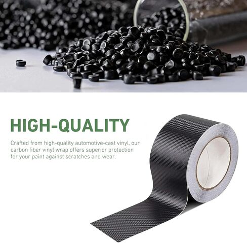 Car Door Edge Guard Sticker, Carbon Fiber Self-Adhesive Vinyl Wrap, 2.7" × 23 ft Anti-Scratch Car Door Sill Protector, Cuttable Vehicle Body Decor Tape for Door Window Trim Protect (Black) in Saudi Arabia