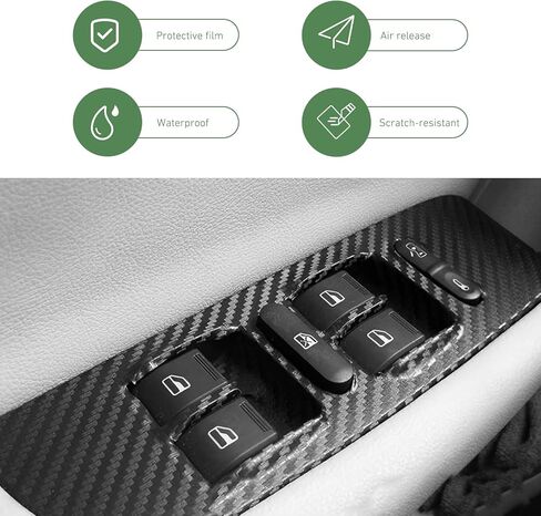 Car Door Edge Guard Sticker, Carbon Fiber Self-Adhesive Vinyl Wrap, 2.7" × 23 ft Anti-Scratch Car Door Sill Protector, Cuttable Vehicle Body Decor Tape for Door Window Trim Protect (Black) in Saudi Arabia