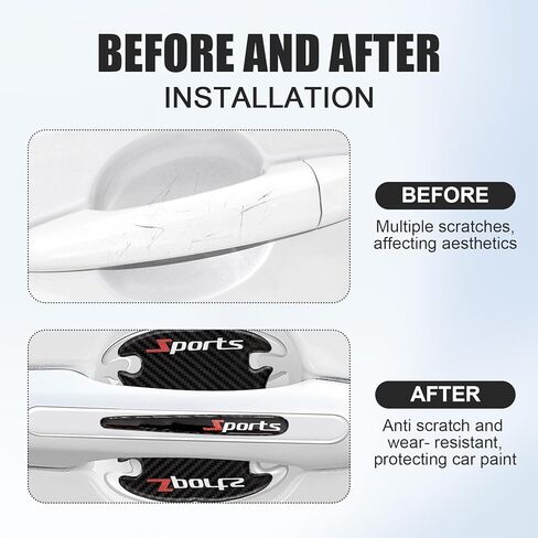 8 Pcs Car Door Handle Protector, Carbon Fiber Door Handle Protectors for Vehicles, 3D Anti Scratch Car Stickers for Most Cars, SUV, Truck, Black in Kuwait