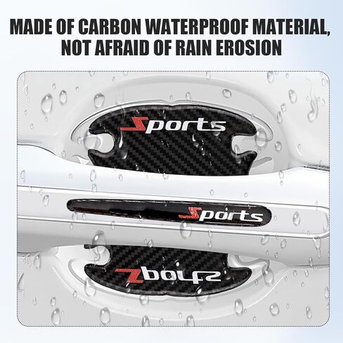 8 Pcs Car Door Handle Protector, Carbon Fiber Door Handle Protectors for Vehicles, 3D Anti Scratch Car Stickers for Most Cars, SUV, Truck, Black in Kuwait