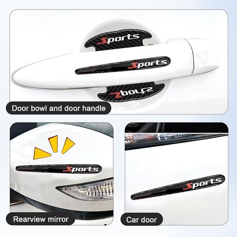 8 Pcs Car Door Handle Protector, Carbon Fiber Door Handle Protectors for Vehicles, 3D Anti Scratch Car Stickers for Most Cars, SUV, Truck, Black in Kuwait