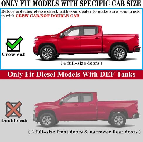 لوحات تشغيل COMNOVA متوافقة مع سيارة Chevy Silverado Crew Cab موديل 2007-2018 (تلائم فقط موديلات الديزل مع خزانات DEF)، وقضبان خطوة من الفولاذ المقاوم للصدأ عالية الإضاءة مقاس 6 بوصات من Silverado. in Saudi Arabia