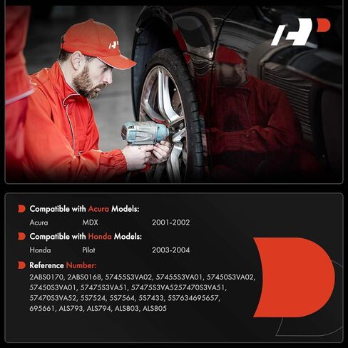 مستشعر سرعة العجلات الأمامية والخلفية ABS 4 قطع من A-Premium متوافق مع موديلات Honda وAcura - Pilot 2003-2004, MDX 2001-2002 in Saudi Arabia