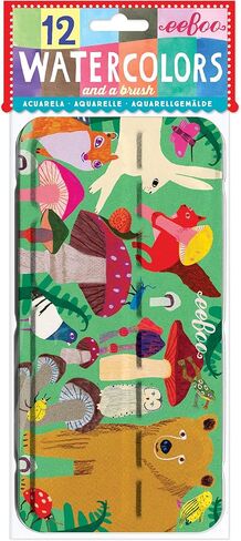 eeBoo: Birds in Fuchsia 12 Watercolors - Paint Set w Brush, Beautiful Design Tin Box, 12 Vibrant Colors, Kids Art Supplies, Ages 3+ in Saudi Arabia