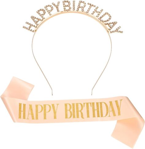 PATIKIL Birthday Crown and Sash, Glitter Birthday Sash for Women Rhinestone Tiara for Party Favor Decorations Gifts, Black-Gold in Saudi Arabia