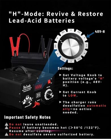 C35 Adjustable Battery Charger 12V 24V 36V 48V 60V 72V, Pulses of High-Voltage Battery Desulfator Maintainer with Smart Chip for Lead-Acid Lithium-ion Batteries in Kuwait