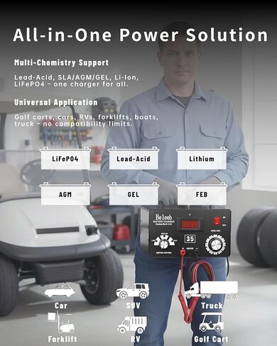 C35 Adjustable Battery Charger 12V 24V 36V 48V 60V 72V, Pulses of High-Voltage Battery Desulfator Maintainer with Smart Chip for Lead-Acid Lithium-ion Batteries in Kuwait