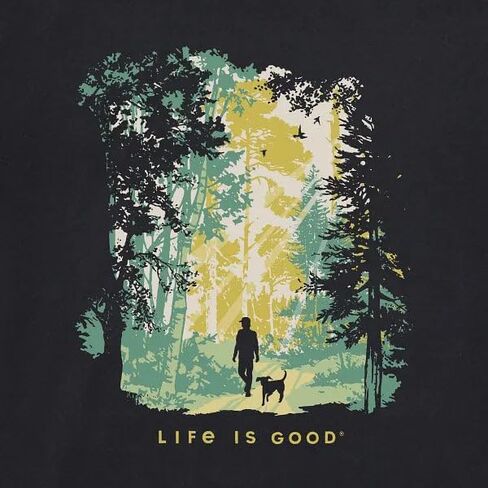 Life is Good Men's Walk in The Wood Long Sleeve Crusher Tee, Faded Black in Saudi Arabia