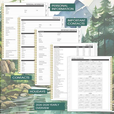 2026-2028 Monthly Planner, 2 Year Monthly Planner 2026-2028, July 2026 - June 2028 Planner with 24 Monthly Tabs, Holidays, Motivational quotes, 9" x 11", Forest Landscape in Saudi Arabia