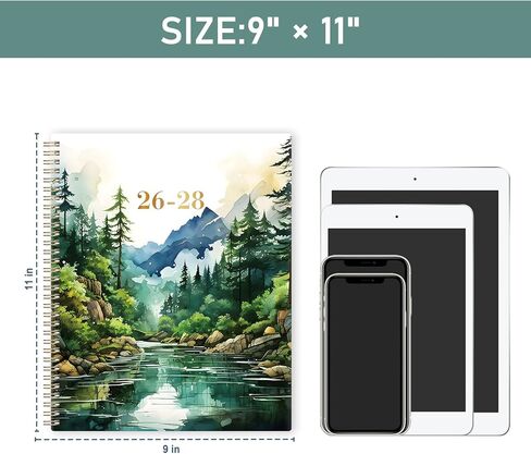 2026-2028 Monthly Planner, 2 Year Monthly Planner 2026-2028, July 2026 - June 2028 Planner with 24 Monthly Tabs, Holidays, Motivational quotes, 9" x 11", Forest Landscape in Saudi Arabia