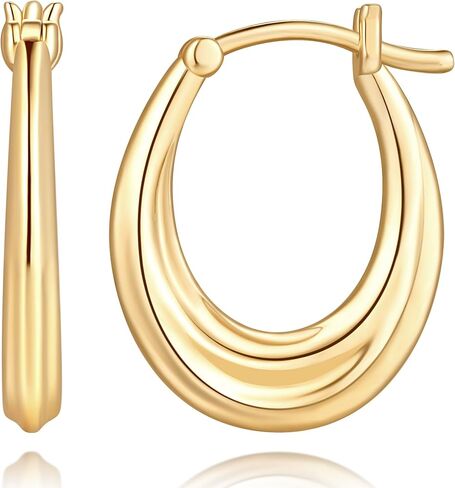 أقراط دائرية من الذهب عيار 14 قيراط للنساء أقراط ذهبية عيار 14 قيراط للنساء حلق ذهبي للنساء حلق حلقي منحني رائع للنساء 21 ملم in Kuwait