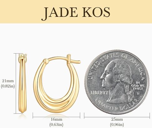 أقراط دائرية من الذهب عيار 14 قيراط للنساء أقراط ذهبية عيار 14 قيراط للنساء حلق ذهبي للنساء حلق حلقي منحني رائع للنساء 21 ملم in Kuwait