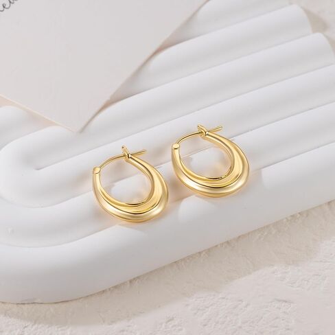 أقراط دائرية من الذهب عيار 14 قيراط للنساء أقراط ذهبية عيار 14 قيراط للنساء حلق ذهبي للنساء حلق حلقي منحني رائع للنساء 21 ملم in Kuwait