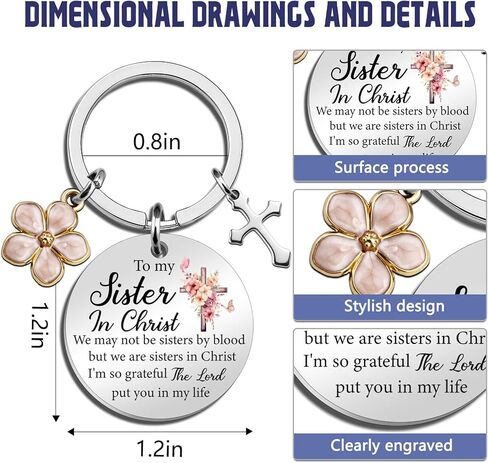Sister In Christ Gifts for Women Christian Keychain Secret Sister Gifts for Woman Soul Sisters Christian Friendship Gift for Women Friends Gift for Soul Sisters in Kuwait