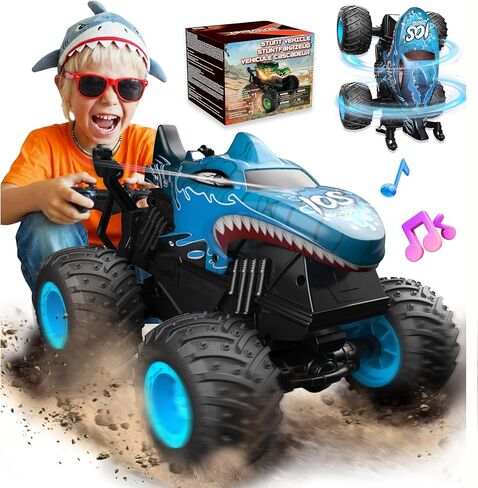 BEZGAR Monster Truck Toys - Remote Control Monster Truck with Light & Music, Dinosaur Toys for Kids, 1:20 Scale RC Truck with 360° Spins and Drifting, Remote Control Car for Boys 4-7 in Kuwait