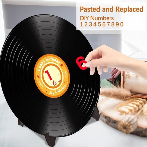 Holkcog الفينيل سجل عيد ميلاد الديكور، الكتابة على الجدران علامة الفن مع الوقوف، عيد ميلاد سعيد توقيع كتاب الضيوف للرجال النساء، هتاف إلى 10th 13th 16th 18th 21st 30th 40th bday تسجيل إمدادات الحفلات in Kuwait