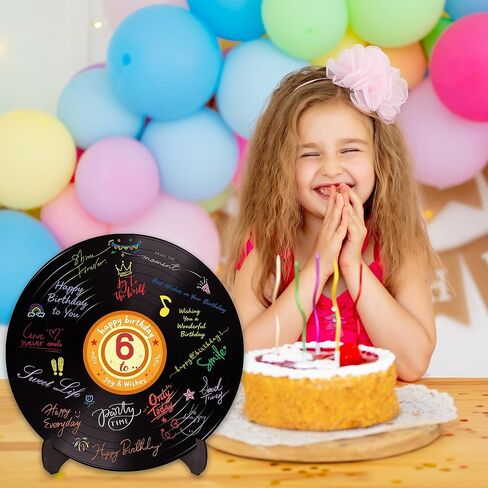 Holkcog الفينيل سجل عيد ميلاد الديكور، الكتابة على الجدران علامة الفن مع الوقوف، عيد ميلاد سعيد توقيع كتاب الضيوف للرجال النساء، هتاف إلى 10th 13th 16th 18th 21st 30th 40th bday تسجيل إمدادات الحفلات in Kuwait