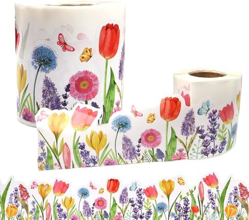 67feet Bulletin Board Border Spring–Tulip & Lavender Flower Trim for Classroom, Chalkboards,Walls,and DIY Crafts Decorations in Kuwait