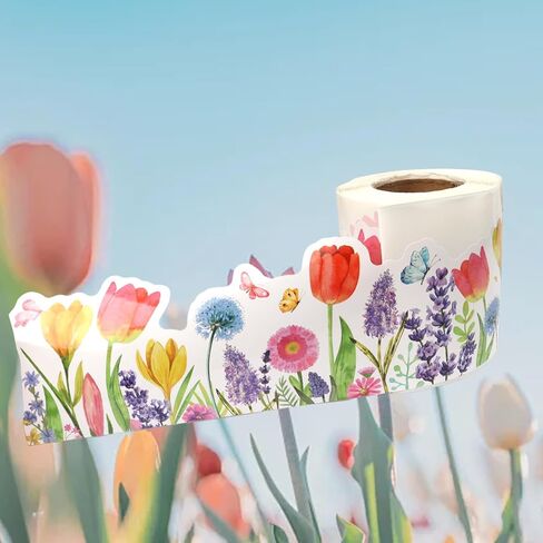 67feet Bulletin Board Border Spring–Tulip & Lavender Flower Trim for Classroom, Chalkboards,Walls,and DIY Crafts Decorations in Kuwait