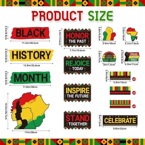 22 Pcs Black History Month Bulletin Board Decoration Set, African American Inspirational Cutouts, Black History Month Door Decorations for Classroom Office Home Celebration in Kuwait