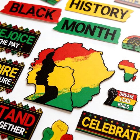 22 Pcs Black History Month Bulletin Board Decoration Set, African American Inspirational Cutouts, Black History Month Door Decorations for Classroom Office Home Celebration in Kuwait