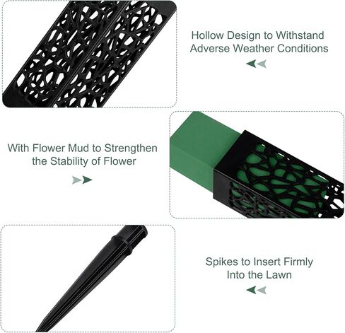 8 Packs Cemetery Vases with Spikes and Foam Plastic Grave Vase Outdoor In Ground Cemetery Grave Flower Holders Memorial Gravestone Headstone Flower Vase for Cemetery Grave Decoration in Kuwait