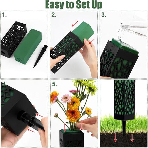 8 Packs Cemetery Vases with Spikes and Foam Plastic Grave Vase Outdoor In Ground Cemetery Grave Flower Holders Memorial Gravestone Headstone Flower Vase for Cemetery Grave Decoration in Kuwait