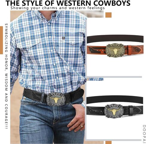 2 Pack Western Belts for Men without Buckle - Cowboy Belt 1.5" Full Grain Leather Belt for Jeans in Saudi Arabia