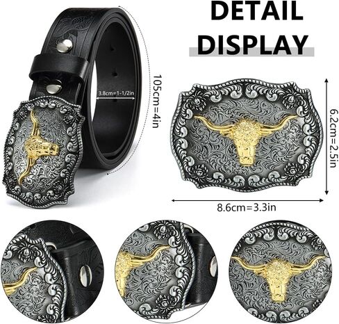 2 Pack Western Belts for Men without Buckle - Cowboy Belt 1.5" Full Grain Leather Belt for Jeans in Saudi Arabia