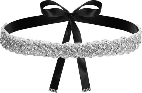 1Pcs Bridal Rhinestone Belt for Women Adjustable Wedding Dress Waist Satin Belt with Silver Bling Crystal for Bride Bridesmaid Prom Party in Kuwait