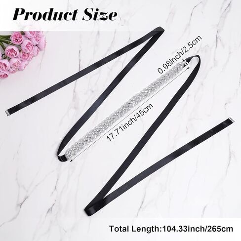 1Pcs Bridal Rhinestone Belt for Women Adjustable Wedding Dress Waist Satin Belt with Silver Bling Crystal for Bride Bridesmaid Prom Party in Kuwait