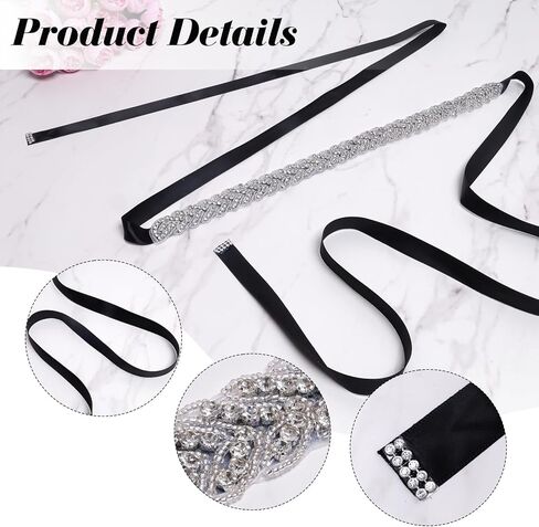 1Pcs Bridal Rhinestone Belt for Women Adjustable Wedding Dress Waist Satin Belt with Silver Bling Crystal for Bride Bridesmaid Prom Party in Kuwait