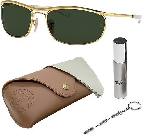 Ray-Ban RB3119M Olympian Deluxe Oval Shape Sunglasses With Eyewear Kit Bundle - Adjustable Nose Pads - Ideal Formal and Casual Wear Retro Sunglasses in Saudi Arabia