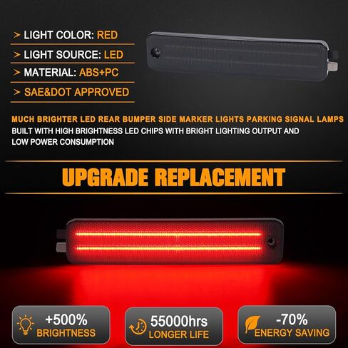 Gempro LED Side Marker Lights for 1993-2002 Pontiac Firebird Trans AM Red Rear Bumper Parking Lamps, 2PCS (Smoked Len) in Saudi Arabia